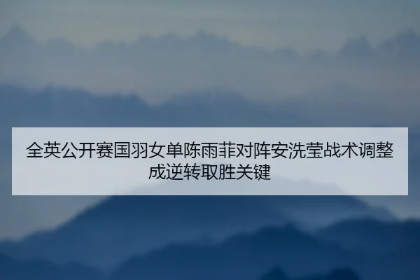 全英公开赛国羽女单陈雨菲对阵安洗莹战术调整成逆转取胜关键